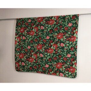 Vintage Christmas Tablecloth Poinsettias Large 100 X 58 inches